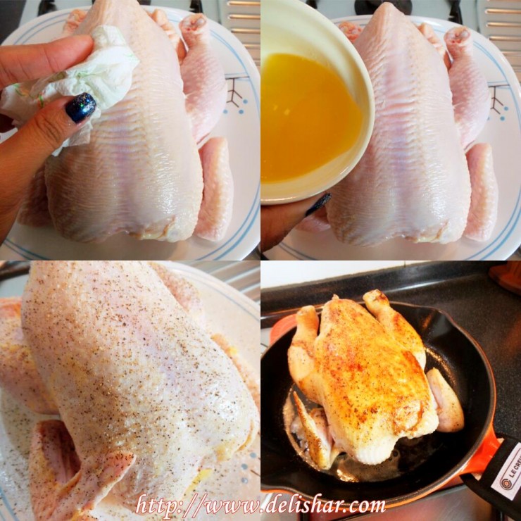 Skillet Roast Chicken Process