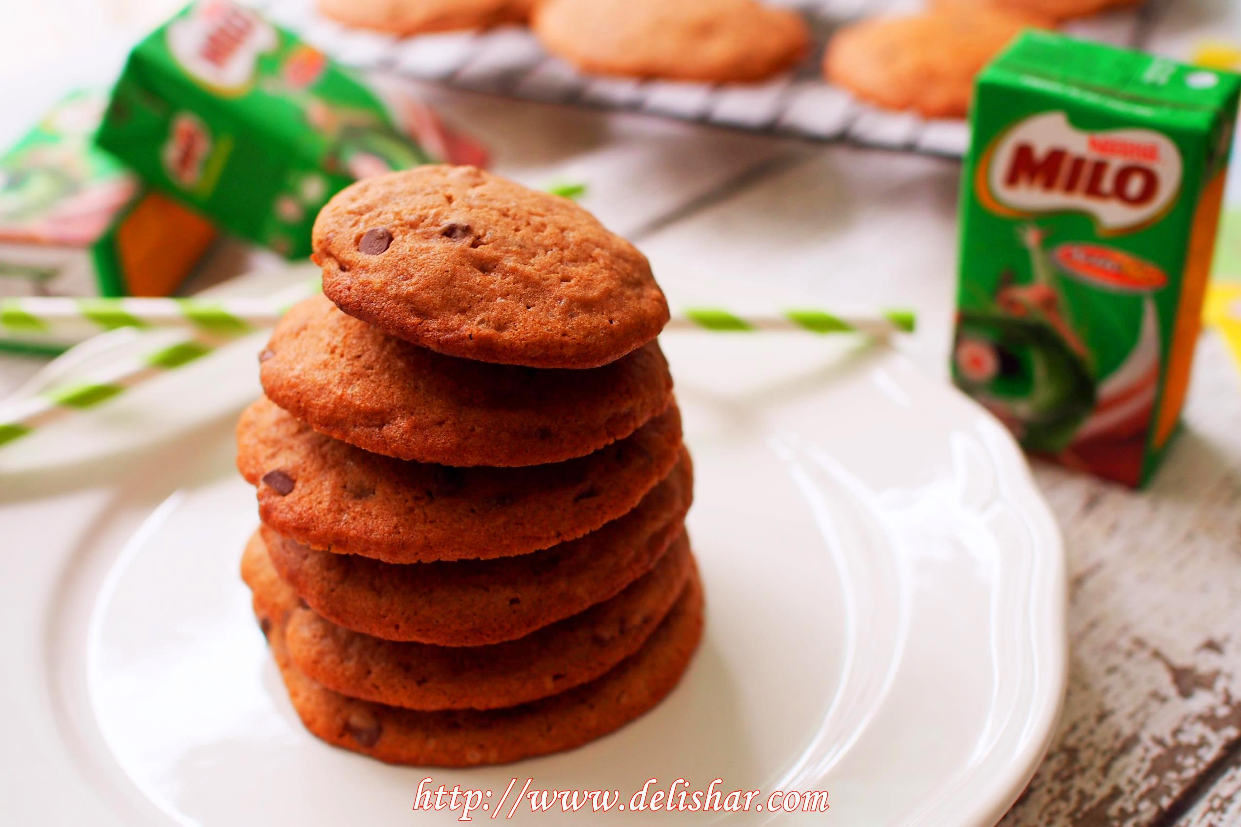 Chocolate Chips Milo Cookies Delishar Singapore Cooking Recipe 