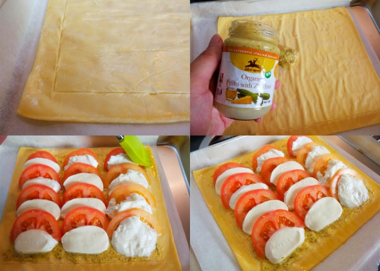 Caprese Tart process