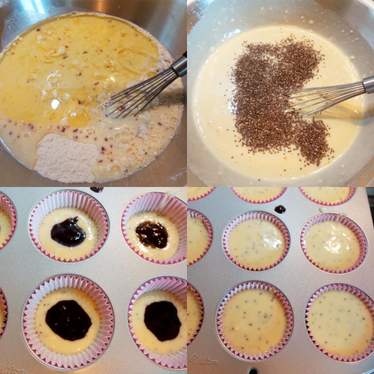 Jam Filled Chia Seed Muffins Process