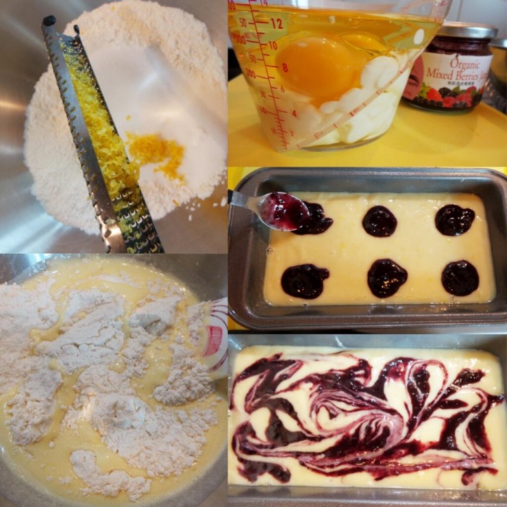 Jam swirled french yogurt cake process