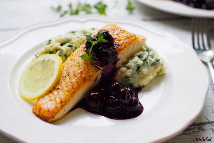 Halibut with blueberry sauce 6