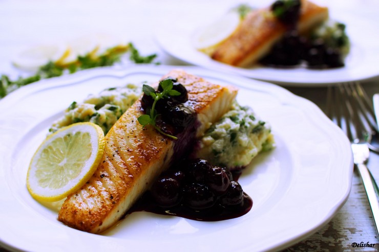 Halibut with blueberry sauce 9