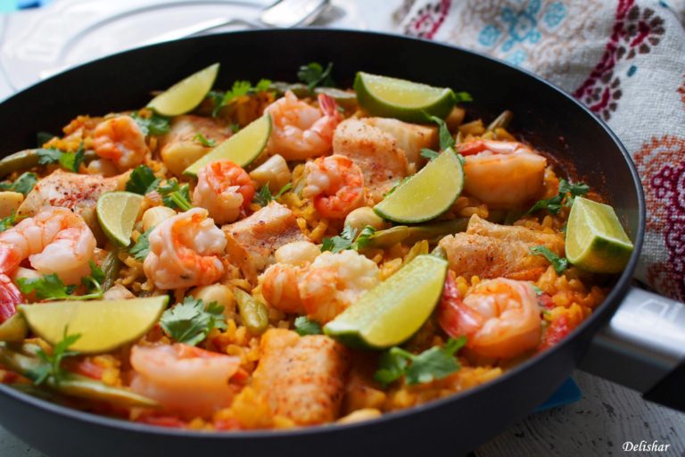 Skillet Seafood Paella Delishar Singapore Cooking, Recipe, and