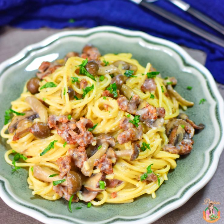 Sausage and Mushroom Pasta - Delishar | Singapore Cooking, Recipe, and