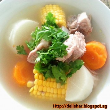 Radish, Carrot, and Corn Soup - Delishar | Singapore Cooking, Recipe ...