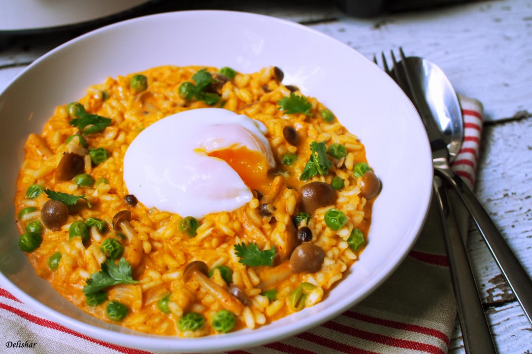Thai Curry Risotto with Sous Vide Egg - Delishar | Singapore Cooking ...
