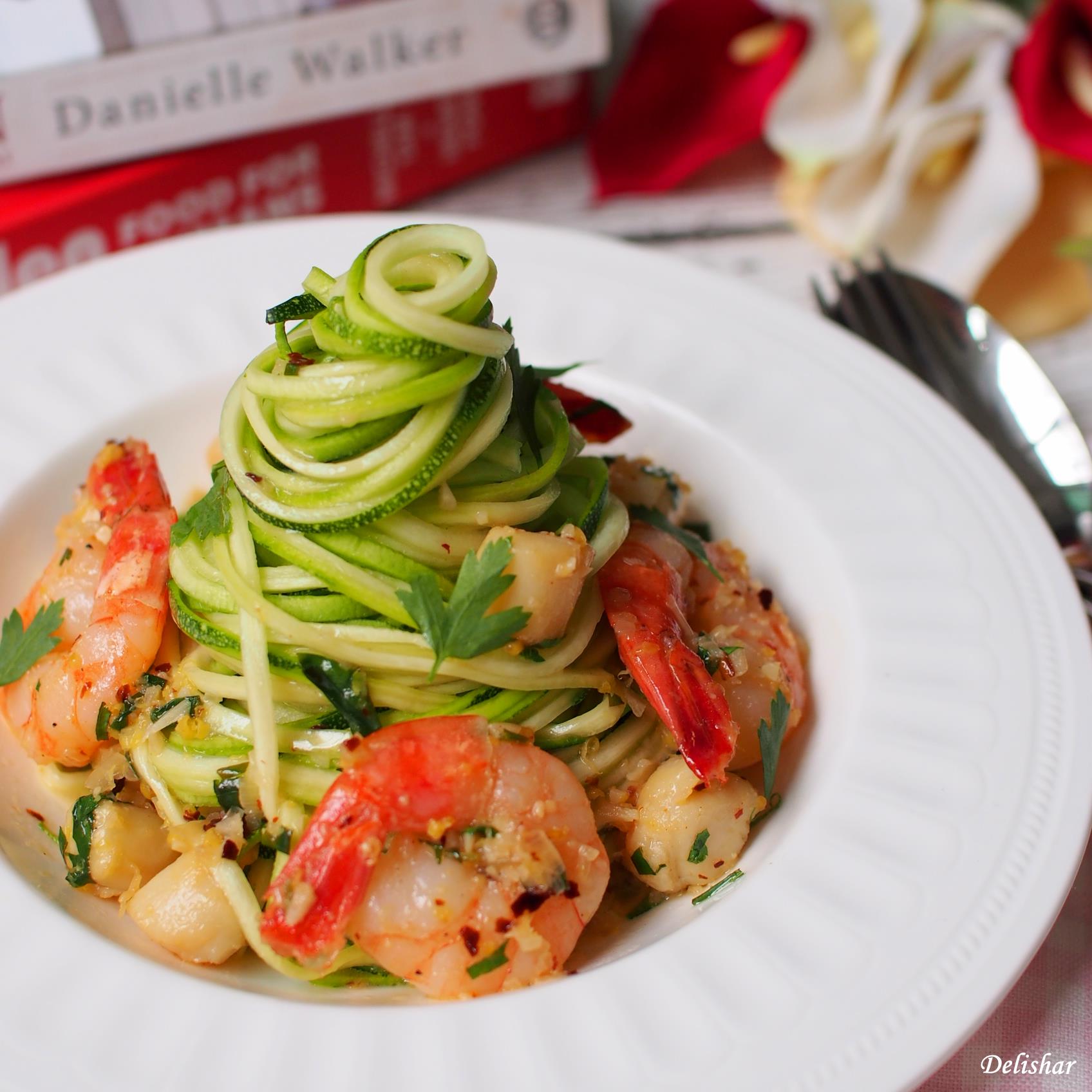 Shrimp & Scallop Scampi Zoodles - Delishar | Singapore Cooking, Recipe ...