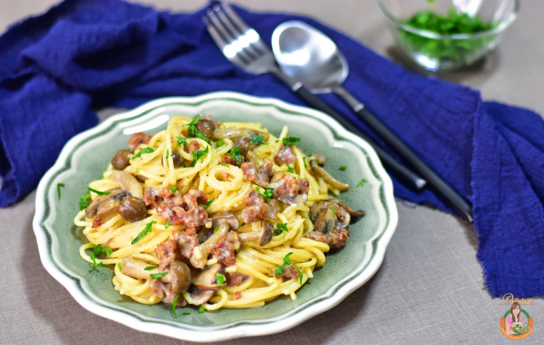 Sausage and Mushroom Pasta - Delishar | Singapore Cooking, Recipe, and ...