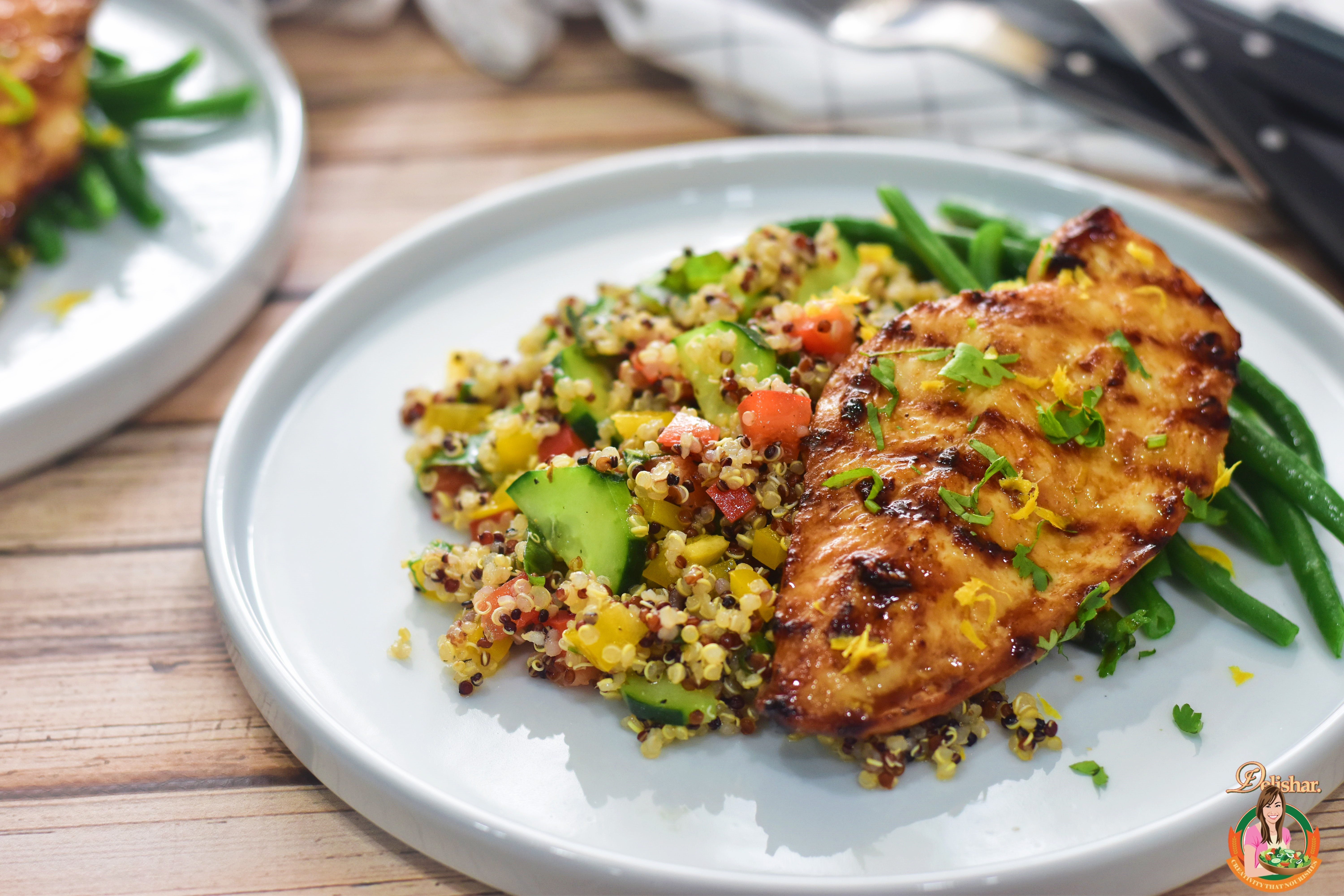 Quinoa Salad with Grilled Maple Chicken – Delishar | Singapore Cooking ...