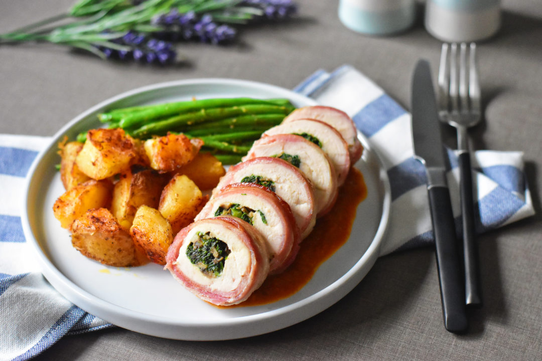 Bacon Wrapped Stuffed Chicken with Crispy Baked Potatoes (Whole30 ...