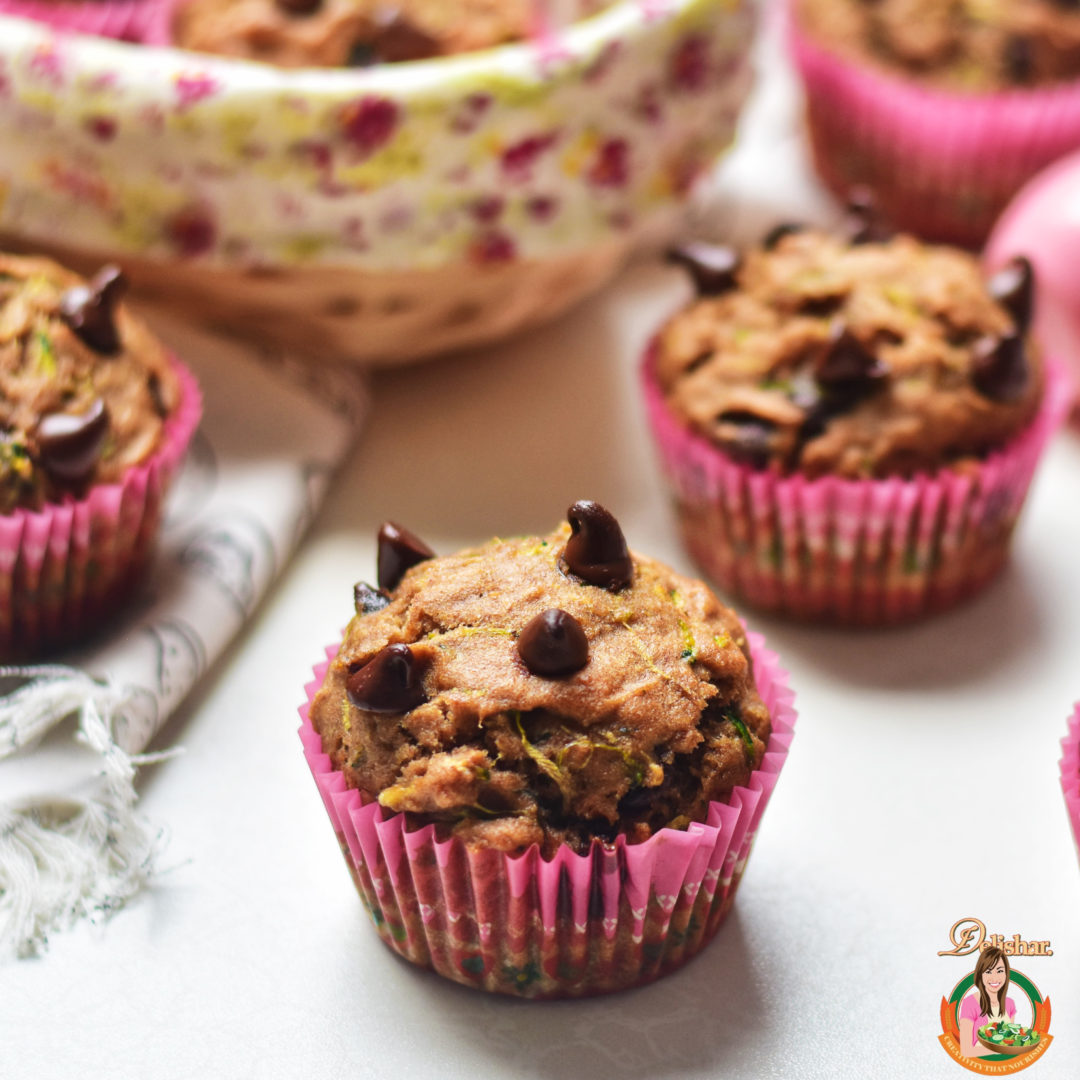 Whole Wheat Chocolate Chips Zucchini Muffins - Delishar | Singapore ...